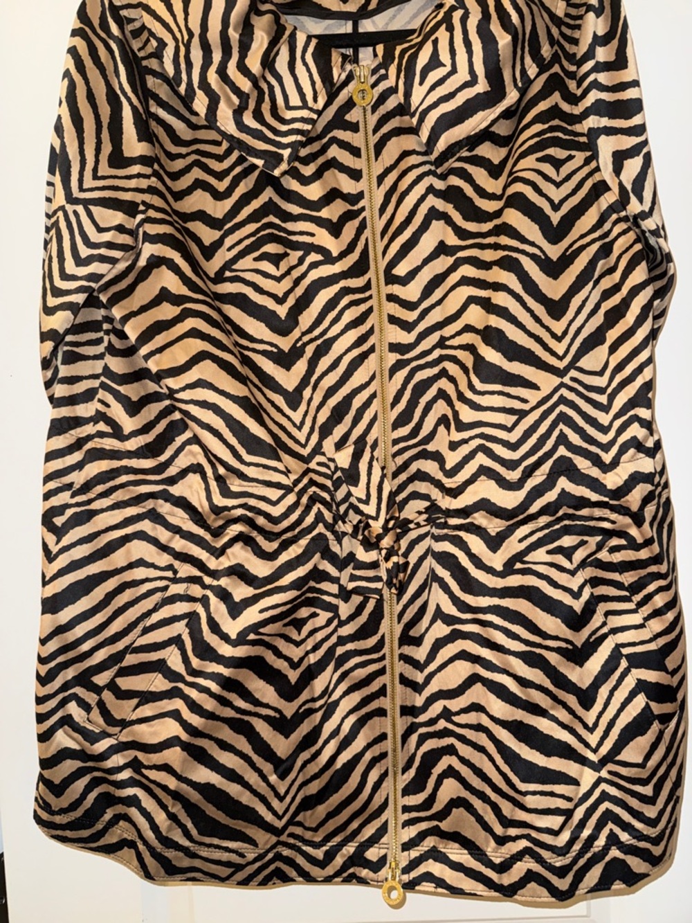 Dana Buchman Zebra-Print Trench Coat in Black & Cream - Picture 7 of 8